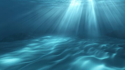Sunlight penetrates ocean water, creating beautiful rays and shimmering reflections.