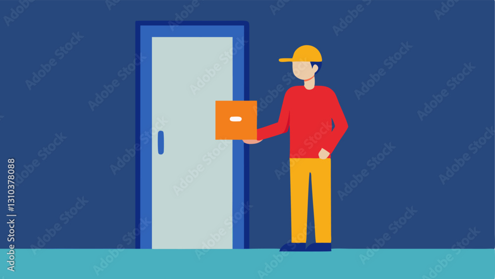 Poster solo delivery a gig worker delivering food to an empty door symbolizing the nature of their work tha