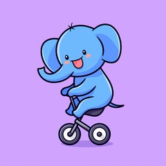 Obraz premium Cute Elephant Rides Tricycle