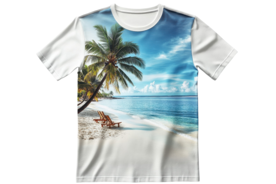 Relaxing on a tropical beach with palm trees and gentle waves under a bright sky in a scenic coastal setting