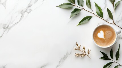 Sophisticated flat lay featuring a holiday gift card with elegant wrapping supplies and subtle office elements, perfectly balanced