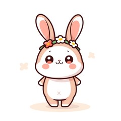 Fototapeta premium Cute Bunny with Flower Crown