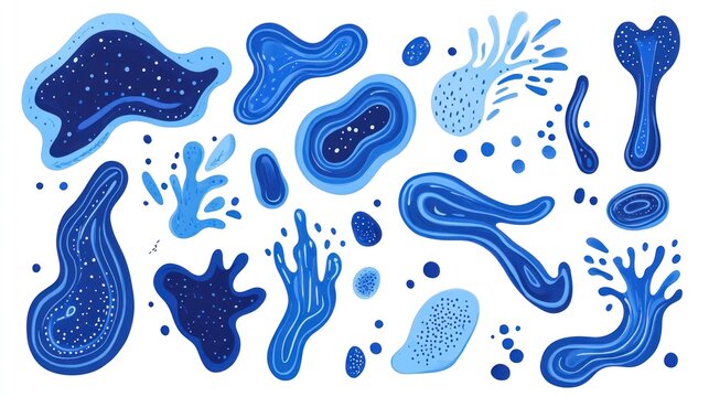 Abstract blue shapes on white background. Possible use Design element, wallpaper, or digital art