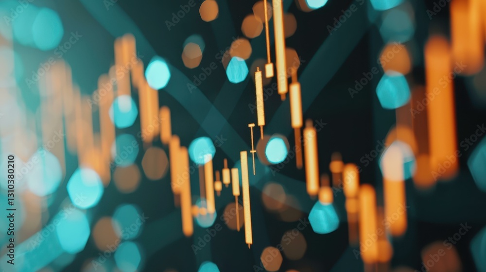 Poster a dynamic financial graph showcasing technology trends, set against an abstract backdrop representin