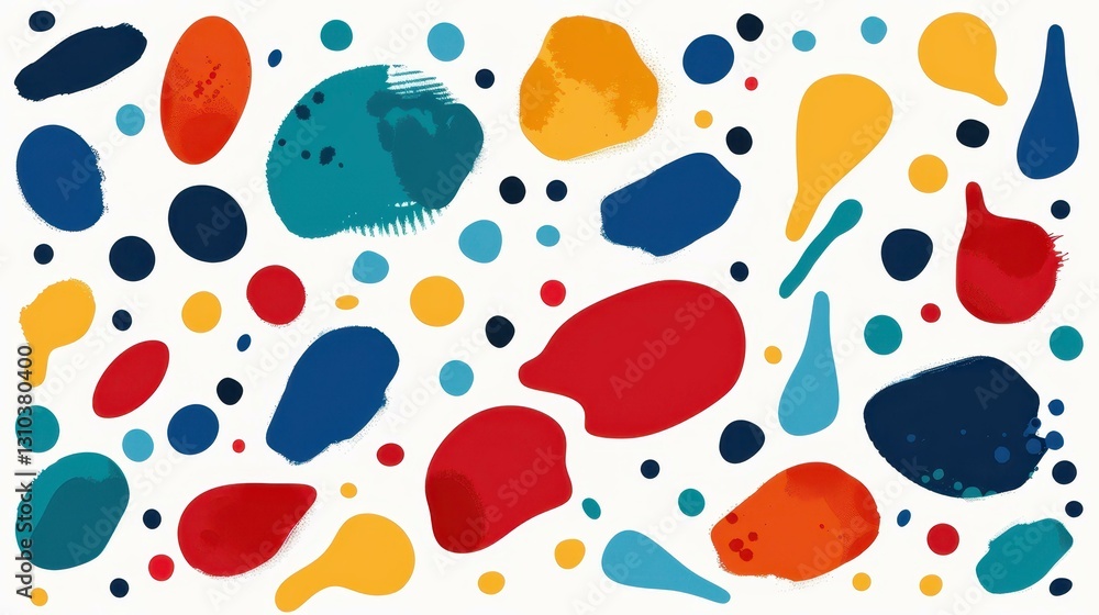 Poster explore a vivid collection of round, colorful blobs and organic shapes, perfect for unique design in