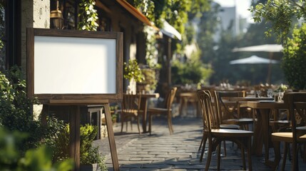 blank advertisement sign outside a restaurant