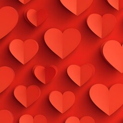 Red Paper Hearts Background