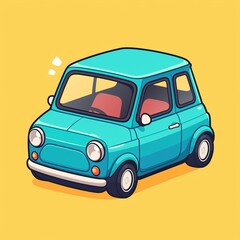 Cute Teal Car Illustration