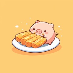 Cute Pig Eats Fried Food (2)