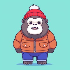 Cute Ape in Winter Gear