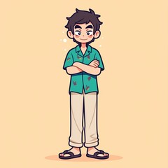 Cartoon Guy in Aloha Shirt