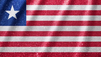 Fototapeta premium キラキラしているリベリアの国旗(glitter Liberia flag) 