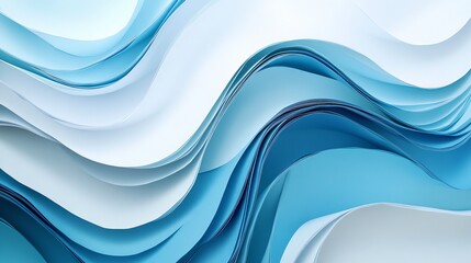 Obraz premium Abstract Blue Paper Waves Elegant Swirling Design Background Texture Modern Artistic Illustration Smooth Flowing Curves Subtle Shades Serene Peaceful 