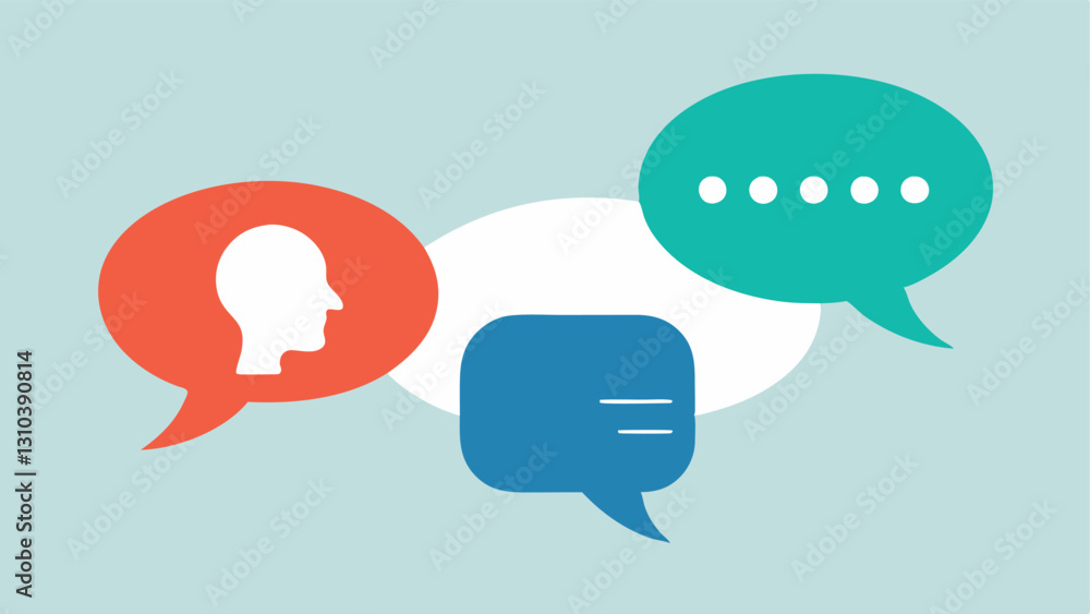 Poster speech bubbles one large speech bubble speaking over a smaller one representing how one partners voi