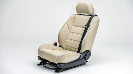 Fototapeta premium Beige Car Seat on White Background