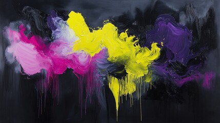 Fototapeta premium Abstract Dripping Paint Canvas, Dark Background