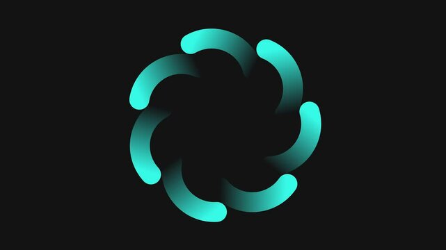 Abstract spiral with six gradient blue-green curved shapes