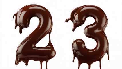 123 Dripping Chocolate Numbers Set – Sweet Melted Chocolate Font for Design