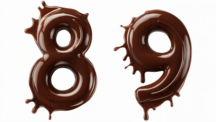 123 Dripping Chocolate Numbers Set – Sweet Melted Chocolate Font for Design