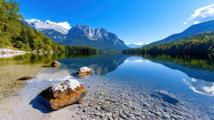 Basketball resting on the court during an afternoon game