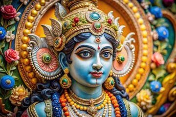 Fototapeta premium Devotional Painting of Hindu Deity in Traditional Style