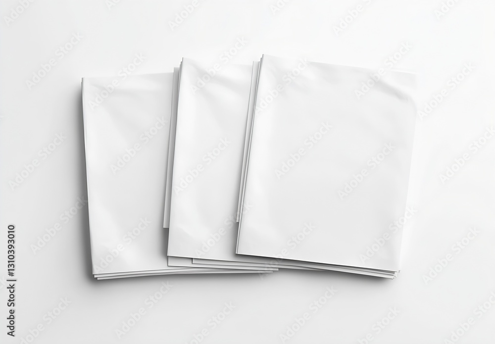 Aufkleber A stack of blank white sheets of paper arranged neatly on a light background : Generative AI