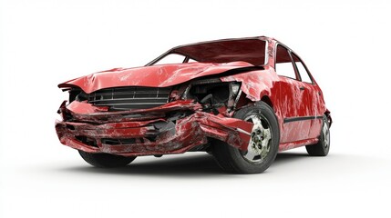 Naklejka premium crashed car on white background