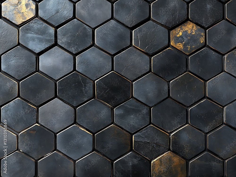 Leinwandbilder dark slate hexagonal tiles with a blend of earthy tones creating a striking modern design for luxury