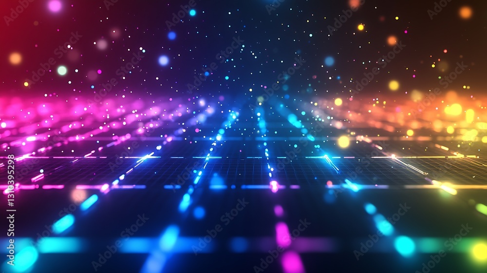 Fototapete Captivating colorful abstract digital background with vibrant lights and sparkles : Generative AI