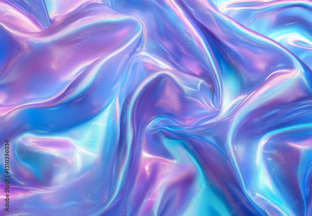 Poster Vibrant silky fabric texture in shades of blue and purple creating a stunning visual pattern : Generative AI