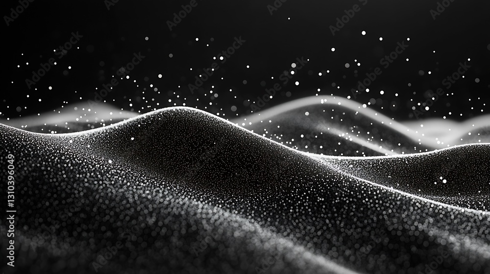 Aufkleber Incredible closeup of dark textured waves with sparkling elements creating a captivating monochrome scene : Generative AI