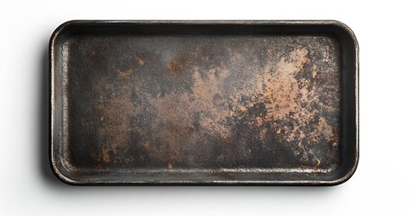Rustic aged metal baking tray ideal for kitchen and food photography : Generative AI