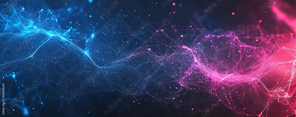 Poster abstract digital wave with a mix of vibrant blue and pink colors representing energy in motion : gen
