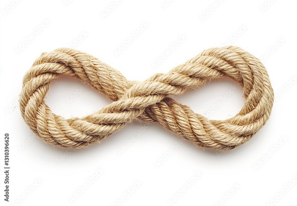 Poster intriguing infinity symbol crafted from braided rope material on a minimalist white surface for arti