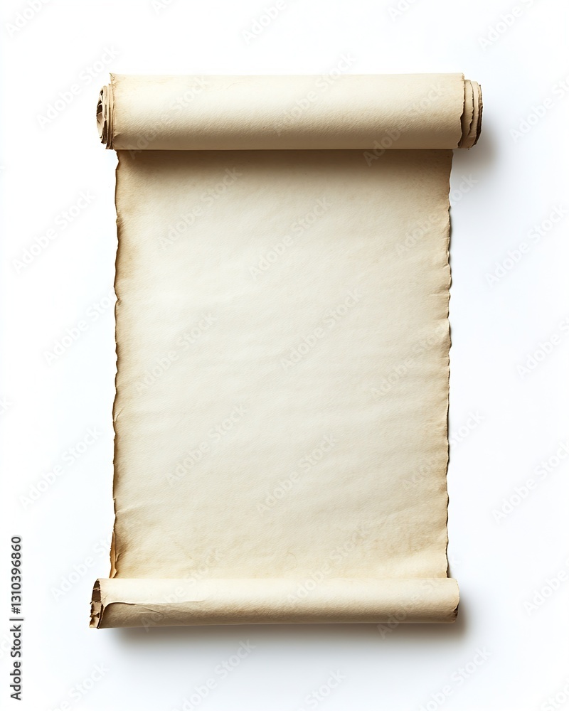 Poster Aged parchment scroll on a clean background showcasing rustic texture and timeless design elements : Generative AI