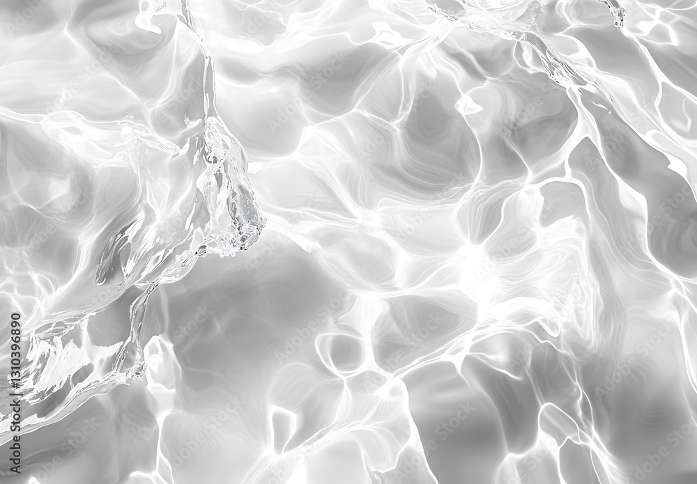 Aufkleber intriguing black and white water surface with waves and light reflections : generative ai