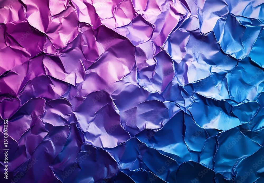 Poster Dynamic textured background with crumpled paper effect blending purple and blue tones for visual depth : Generative AI