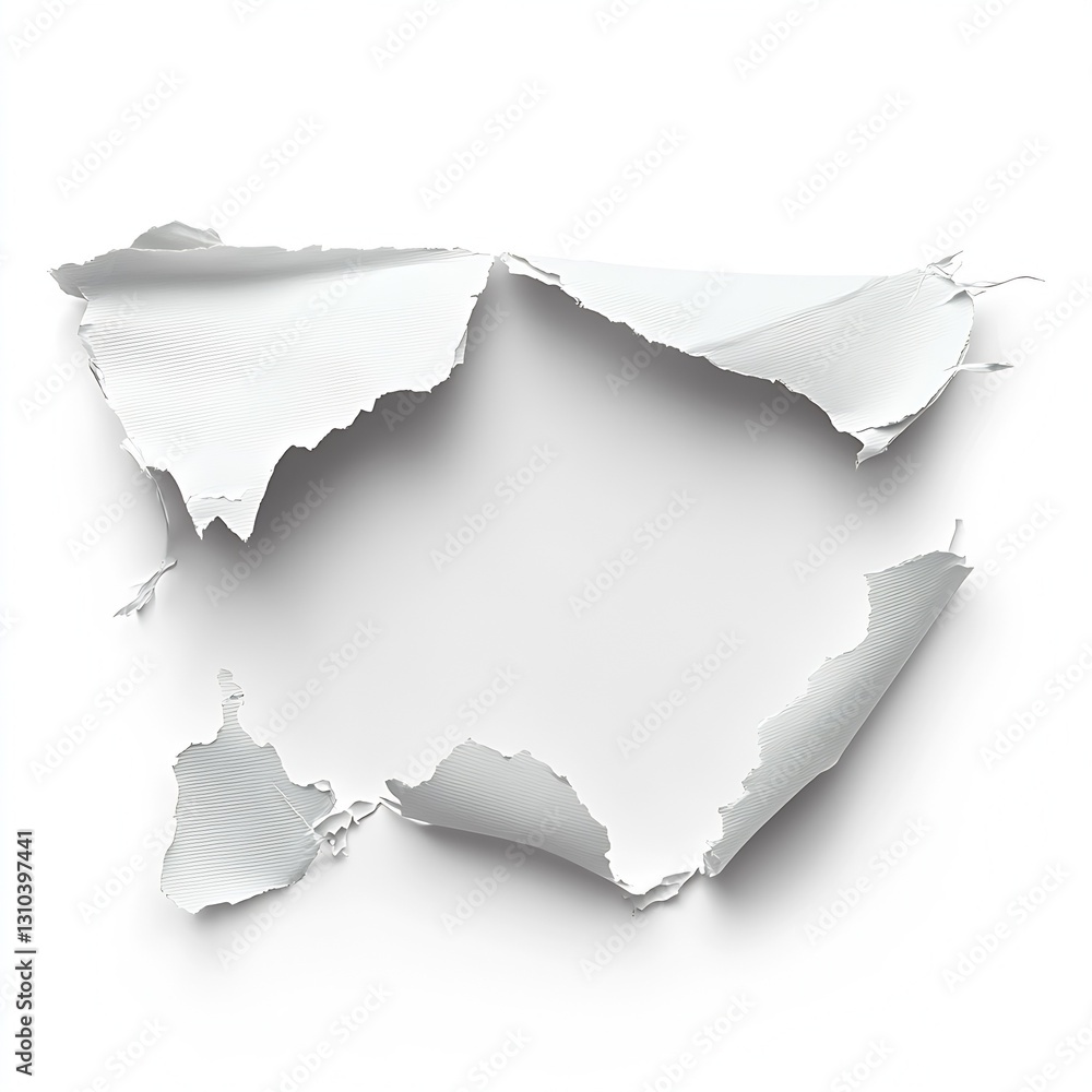 Aufkleber crumpled white paper with torn edges ideal for creative displays or marketing use : generative ai
