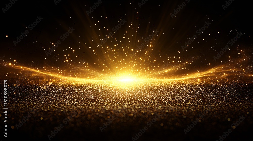 Poster shimmering golden light surrounds a glowing center creating a magical and enchanting atmosphere in t