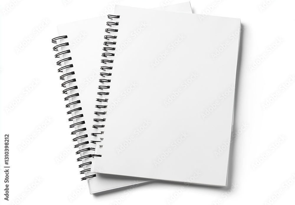 Aufkleber two blank spiral notebooks stacked on a white surface for creative design projects : generative ai