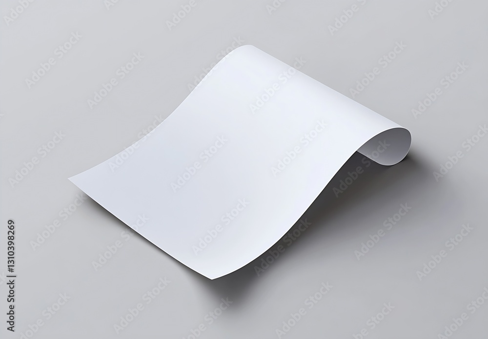 Aufkleber Curved white paper sheet with smooth edges for creative designs and presentations in a modern style : Generative AI