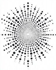 A mesmerizing pattern of black dots radiating from the center on a white background.