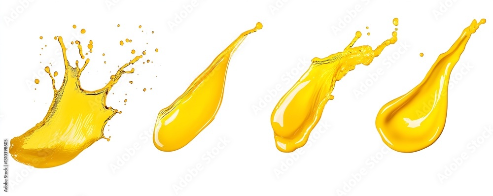 Poster Splashes of yellow liquid demonstrating dynamic motion and vibrant colors for culinary and design concepts : Generative AI