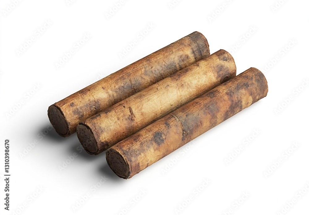 Poster three textured brown sticks for rustic decor and crafting options : generative ai