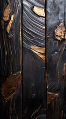 Striking black and gold abstract painting featuring deep rich bronze textures for modern art enthusiasts and collectors