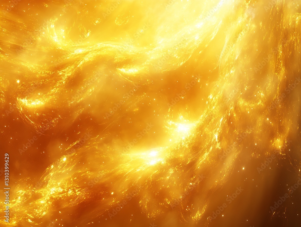 Poster dynamic golden abstract background filled with glowing waves and radiant energy : generative ai