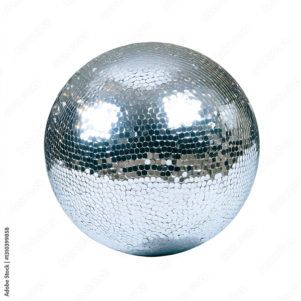Poster classic disco ball reflecting light with hexagonal mirrors creating a dazzling effect : generative a