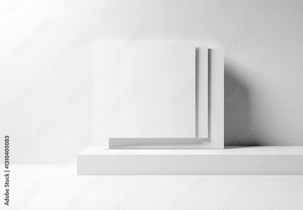 Aufkleber minimalist composition showcasing stacked white sheets against a light background for modern design 