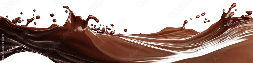 Aufkleber Rich chocolate liquid splashing and swirling creating a dynamic and tantalizing dessert background : Generative AI