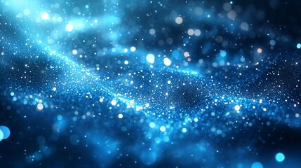Fototapeta premium Beautiful blue shimmering particles creating a sparkling wave on a dark background for abstract art : Generative AI